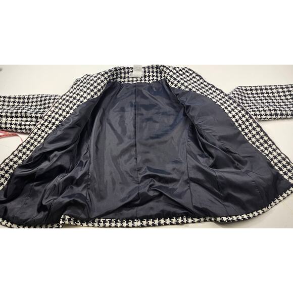 Sparkle houndstooth black shiny shaket full zip blazer vintage dress barn sz 10 - Picture 6 of 9